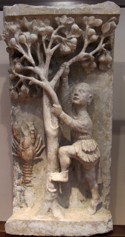 Boy picking tree fruit (Allegory of June)